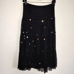 Ladies SZ S JM Atelier Black Silk Sequin Evening Skirt